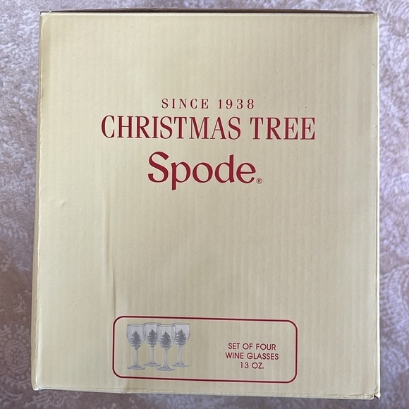 Brand New Spode Set of 4 Wine Glasses Christmas Tree 13 oz Festive Glassware - Picture 9 of 13